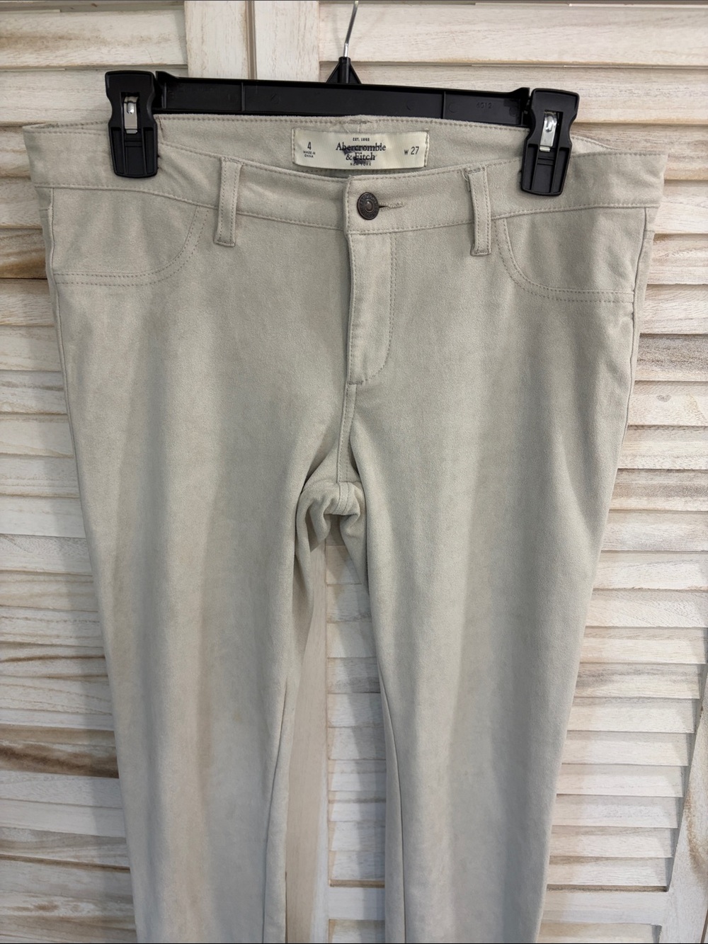 Abercrombie & Fitch Women's Beige Suede Look Jeans